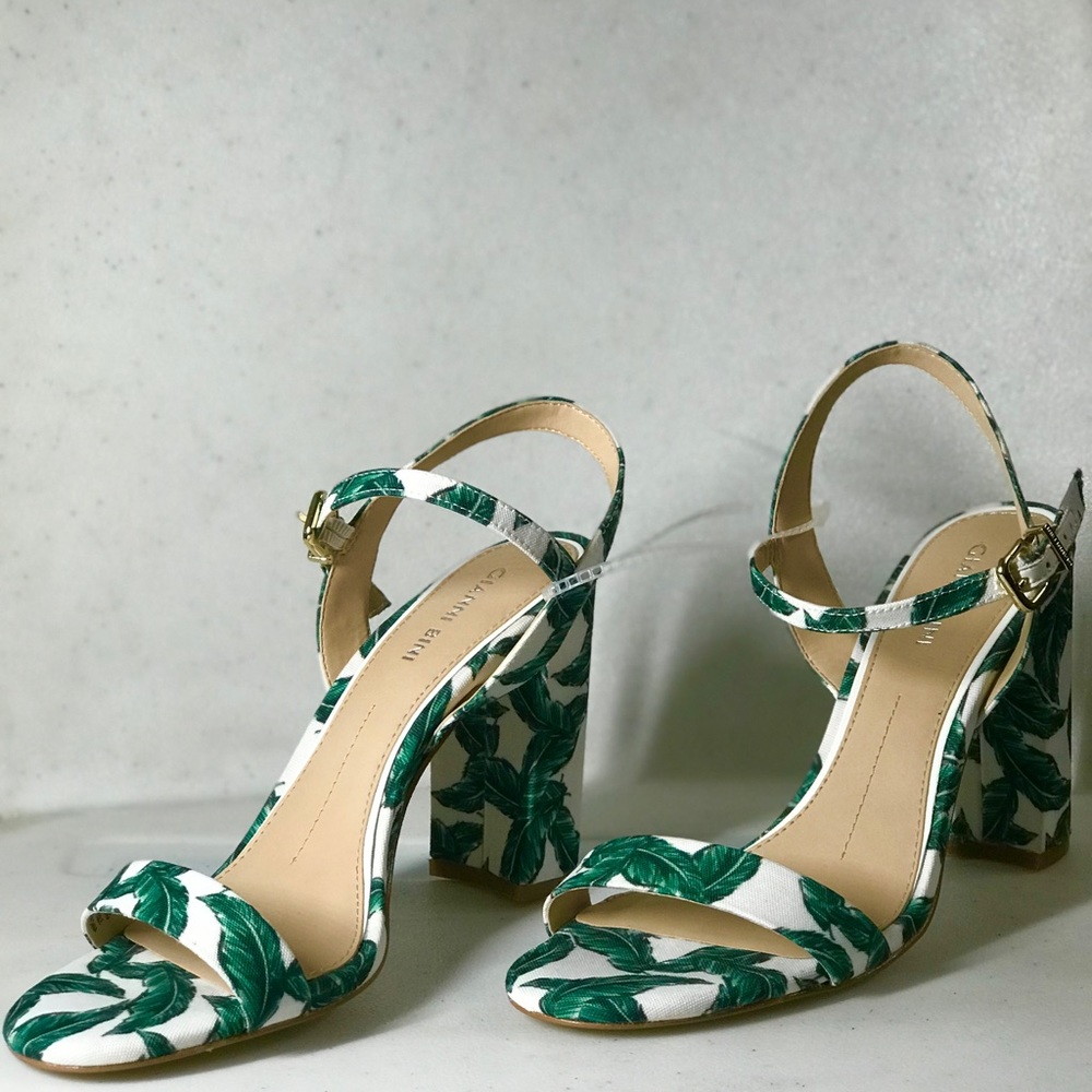 SOLD GIANNI BINI- tropical leaf heels